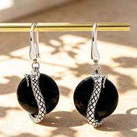 Nouvelles Boucles d'Oreilles Tendance en Argent 925, Motif Serpent avec Pierre d'Agate, Bijoux pour Femmes, Cadeau Personnalisé