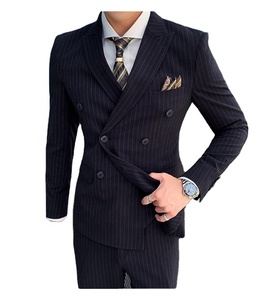 Abiti da uomo d'affari doppiopetto di fascia alta di dimensioni personalizzate abiti da cerimonia da ufficio con motivo a righe set tre pezzi di abbigliamento da lavoro - Product Image 2