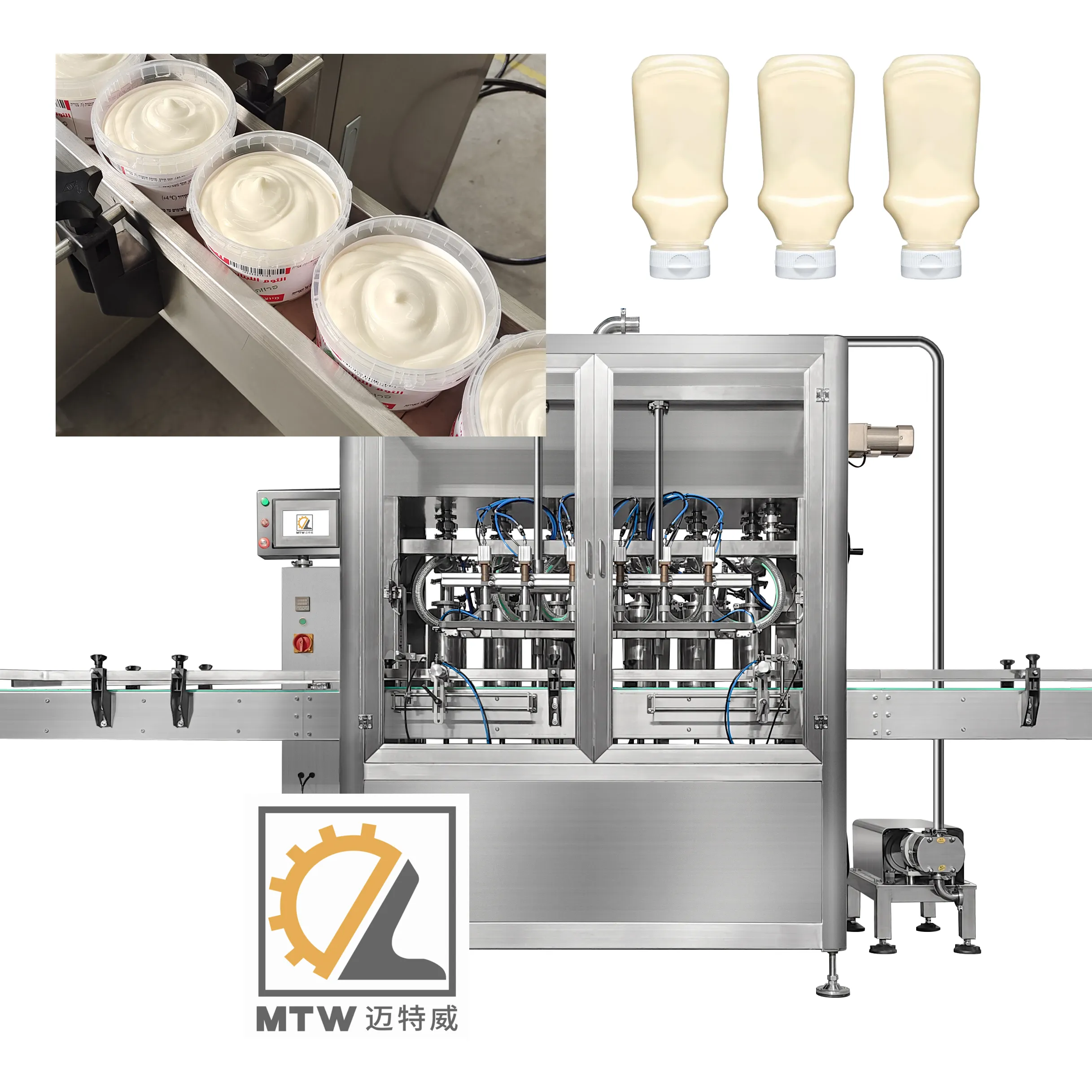 MTW स्वचालित बोतल जार मोटी पेस्ट मेयोनेज़ भरने की मशीन