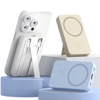 Chargeur portable magnétique 2-en-1 avec câble intégré, fin, 10000 mAh, 15 W, sans fil, avec support pliable – Meilleure vente