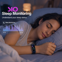 Bracelet intelligent avec écran tactile, podomètre, moniteur de fréquence cardiaque, tension artérielle, oxygène sanguin, suivi du sommeil, charge USB, autonomie de 15 à 21 jours