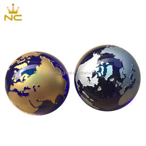 Globo de cristal grabado de plata y oro con mapa <span class=keywords><strong>del</strong></span> <span class=keywords><strong>mundo</strong></span>, <span class=keywords><strong>bola</strong></span> azul de 60mm y 80mm para pisapapeles, regalos de negocios - Product Image 3