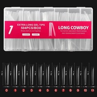OEM ODM Capsules d'extension d'ongles transparentes extra longues, 5 styles, 12 tailles, formes multiples, pour distributeurs de produits d'onglerie