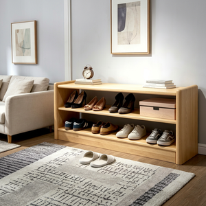 Modern Solid Wood <b>Shoe</b> Rack With 3 Shelves Scandinavian Style Entryway <b>Bench</b> For Home Storage - Product Image 1