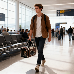 Diakui maskapai portabel dilipat ritsleting dilipat Sporty Mesh perjalanan multiwarna <span class=keywords><strong>Deluxe</strong></span> lembut hewan peliharaan anjing kucing pembawa Tote - Product Image 6