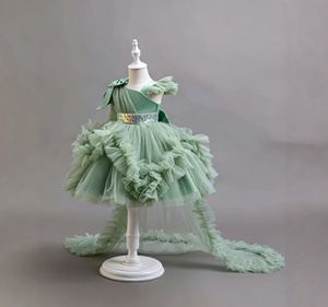 Vestido <span class=keywords><strong>de</strong></span> Primer Cumpleaños para Niñas, Estilo 2026, con Falda <span class=keywords><strong>de</strong></span> Tul con Cola <span class=keywords><strong>de</strong></span> Pastel, Estilo Hombro Descubierto, Vestido para Actuaciones Infantiles - Product Image 3