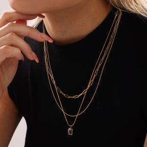 Collar Cuadrado de Acero Inoxidable con Baño de Oro de 18k, Joyería Impermeable para Mujer, Suministro Directo de Fábrica - Product Image 3