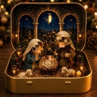 Petite statue en résine amusante, mignonne, portable et innovante pour fête de Noël aux chandelles, avec boîte en étain