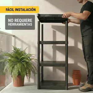 Pretul Est-4p Étagère de rangement en plastique noire à 4 niveaux - Product Image 4