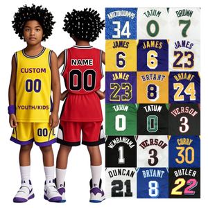 2025 verano suave nombre personalizado Tatum Iverson Butler Duncan James Bryant Curry bordado camiseta de baloncesto juvenil Jerseys para niños - Product Image 1