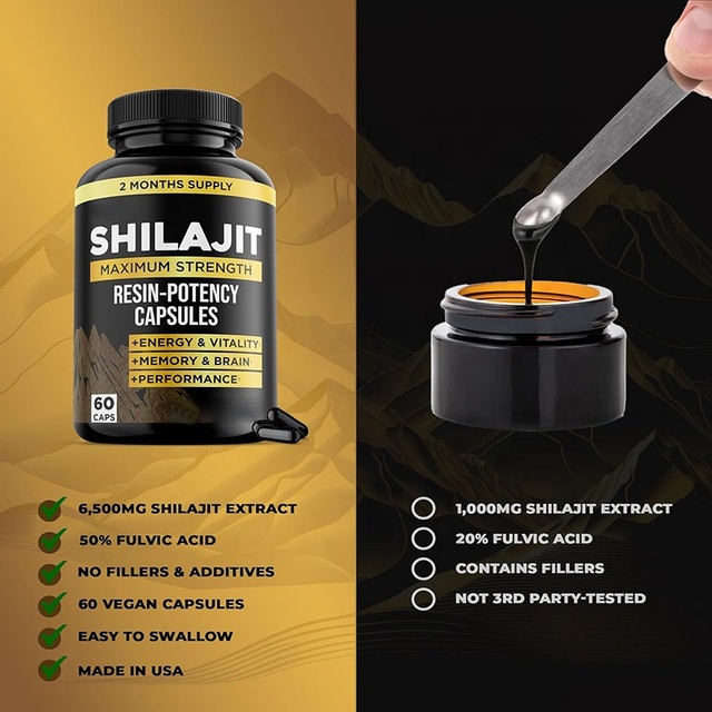 2026 New Arrival OEM Private Label Shilajit Capsules - Energy Support & Natural Vitality Boost Dietary Supplement
