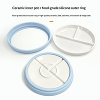 Nouvelle assiette à dîner en silicone anti-collision à ventouse, style minimaliste deux-en-un, avec couvercle à compartiments