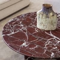 Table basse en marbre Rosso Levanto bordeaux pour salon, meubles en pierre de style moderne et luxueux Newstar