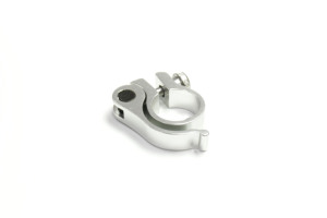 Morsetto per sellino bici H-40 in alluminio con leva QR, anodizzato argento, con manopola di regolazione fine e boccola in gomma per 31,8 mm - Product Image 2