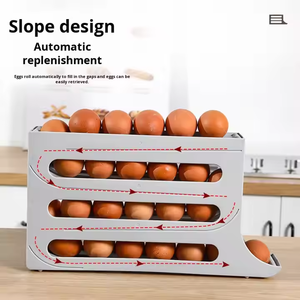 Portauova in stile moderno a 4 livelli, per contenere 30 uova, stendino automatico per arrotolare le uova progettato per il frigorifero - Product Image 4