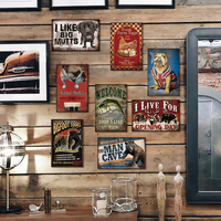 Fábrica al por mayor Vintage Retro placas de Metal animales carteles de chapa hombre cueva tienda hogar pared cartel decorativo