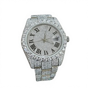 Reloj de Lujo con Diamantes de Moissanita y Acero Inoxidable, Estilo Hip Hop, Esfera con Indicador, Movimiento Automático, Resistencia al Agua de 10 Bares, a la Moda - Product Image 1