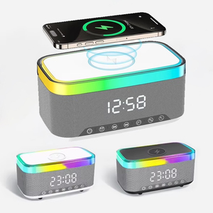 Haut-parleur personnalisé SL <span class=keywords><strong>avec</strong></span> chargeur sans fil, horloge numérique, affichage LED, station de charge Qi 15W pour la maison, la table de chevet et les voyages - Product Image 1