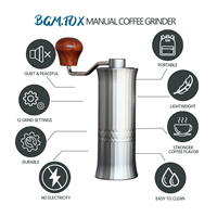 Moulin à café manuel portable BGM.FOX OEM ODM, moulin à café manuel en métal de luxe, logo personnalisé pour les boutiques de café, cadeaux, marchandises