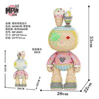 Mpin personnalisé Momo lapin bloc de construction jouet figurines Bearbrick Micro modèle animal assemblé coloré Art ours 3D modèle Mini briques