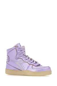 Sélection minutieuse Designer Diadora Mi Basket Baskets en cuir grainé violet métallisé avec lacets violets - Product Image 2