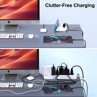 Station de charge USB 6 ports 35W PD20W+15W, support de téléphone de bureau 3C3A, câble de charge rapide USB-C, prise US, ETL ignifuge 5V/3A