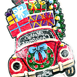 Toppa Natalizia in Ciniglia all'Ingrosso, Babbo Natale e Renna Ricamate, Grande Distintivo Personalizzato, Applicazione Termoadesiva per Giacca - Product Image 3