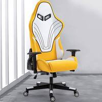 Chaise de bureau ergonomique moderne en tissu maillé, dossier haut, chaise de jeu pivotante en coton épais avec repose-pieds intégré et fonction de massage inclinable