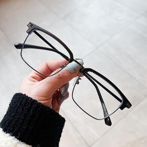 Lunettes de vue Qianai demi-cerclées en métal, monture carrée, verres PC anti-lumière bleue, pour hommes, style professionnel, taille moyenne - Product Image 5