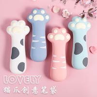 Trousse à crayons en silicone en forme de patte de chat, douce, mignonne, kawaii, pour enfants, fabricant, boîte à papeterie pour filles d'école