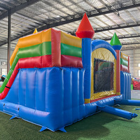 Vente flash : château gonflable à deux voies en PVC avec toboggan, combo gonflable commercial humide et sec pour le plaisir des enfants