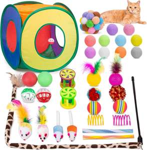 Cat Toys Bundle 33er Pack Interaktives Kätzchens pielzeug für Indoor Cats <span class=keywords><strong>Kitty</strong></span> mit zusammen klappbarem Spielt unnel rohrzelt - Product Image 1