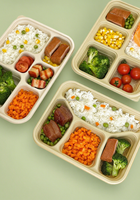 Boîte à lunch jetable en plastique biodégradable et compostable, compatible micro-ondes, 3 à 5 compartiments, avec couvercle, pour la conservation des aliments à emporter