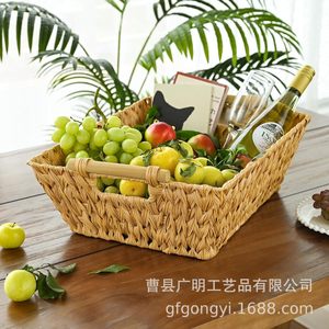 Imitation Rattan <b>Storage</b> <b>Basket</b> With Handles Rectangle Waterproof For Bathroom Living Room Hotel - Product Image 2