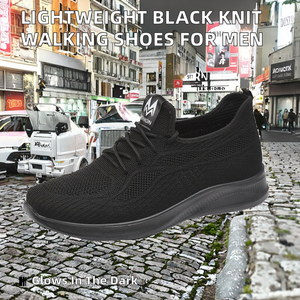 Zapatos para Caminar Ligeros con Suela de PU para Hombre, Parte Superior de Punto, Color Negro, para Otoño - Product Image 3