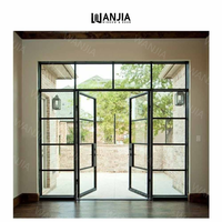 Porte extérieure en aluminium à double vitrage, isolée thermiquement, personnalisée, moderne, imperméable, pour hôtel, finition patio
