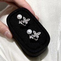 Кольцо с двойной бабочкой из стерлингового серебра с культивированным пресноводным жемчугом из Чжэцзян Чжуцзи, роскошное минималистичное женское украшение