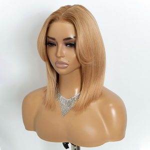 Perruques synthétiques en dentelle HD courte de style pixie, couleur blonde platine, lisses, en Kanekalon, pour femmes - Product Image 5