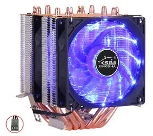 Venta al por mayor ventilador de refrigeración de la pc azul-CPU enfriador 6 heatpipes 2 ventiladores de refrigeración del radiador 3PIN 4PIN para lga 1150, 1155, 1156, 1366, 2011 X79 X99 placa base Am2 Am3Am4