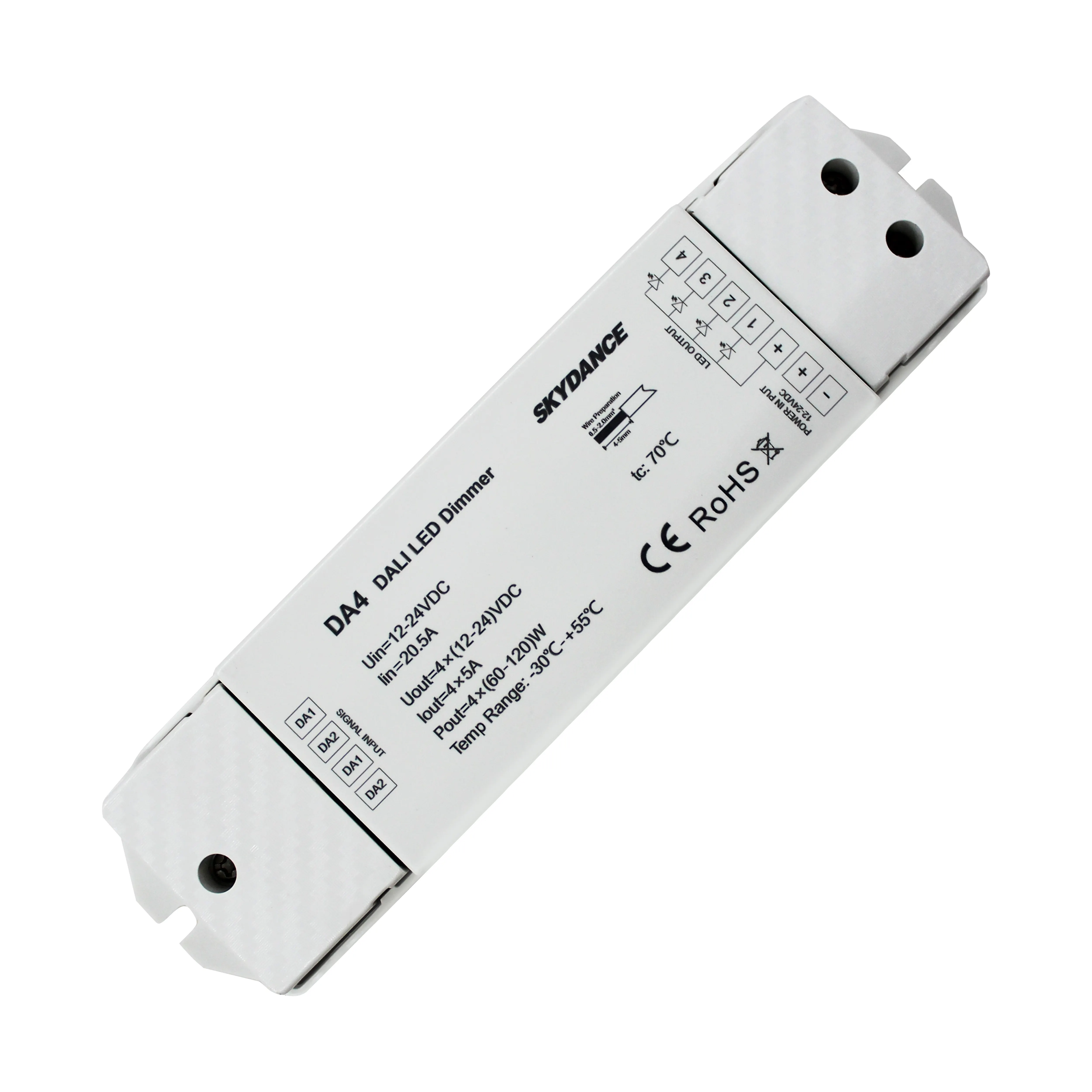 DA4 DC12-24V 20A 4 channel DALI LED Dimmer Controller With Push-dim Switch for RGB RGBW led strip light