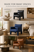 Fauteuil d'appoint moderne rembourré, fabrication directe usine OEM ODM, option en cuir pleine fleur ou tissu, idéal pour salon et chambre à coucher