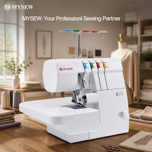 Macchina Overlock <span class=keywords><strong>Professionale</strong></span> MYSEW E505 a 2/3/4 Fili, Motore Servo 110W, 1200STI/Min, Alta Velocità con Alimentazione Differenziale - Product Image 4