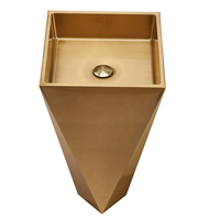 Lavabo colonne en acier inoxydable pour salle de bain, vasque autoportante en acier inoxydable