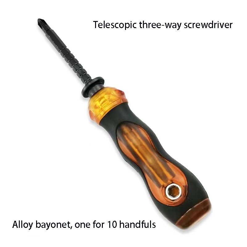 2222 Magnetic Double Head Slotted Cross Screwdriver Retractable Removable SL6/PH2 Adjustable Home Repair Hardware Tool, A