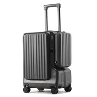 Valise cabine 20 pouces à double ouverture frontale, coque rigide en PC avec serrure TSA, port USB et support téléphone