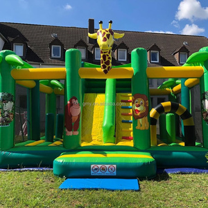 Castillo Inflable con Tobogán y Piscina con Temática de Zoológico, Castillo Inflable con Diseño de <span class=keywords><strong>León</strong></span> y Panda, Parque Infantil Inflable para Niños en Venta - Product Image 1