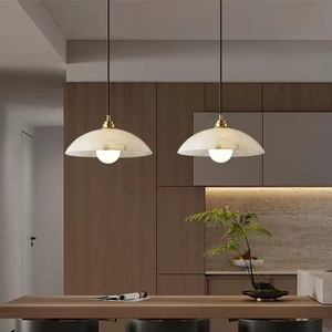 Modern Alabaster Pendant Light Round Bowl Shade Gold Brass LED 2700K Warm <b>White</b> E27 Bulb Base for Dining Room - Product Image 4