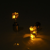 Boucles d'oreilles tendance en acier inoxydable, étanches, inaltérables, plaquées or 18 carats avec barre lumineuse LED pour femme