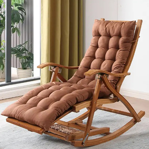 Chaise à <span class=keywords><strong>bascule</strong></span> inclinable de jardin en <span class=keywords><strong>bois</strong></span> de bambou portable chaise longue de soleil extérieure avec coussin - Product Image 5