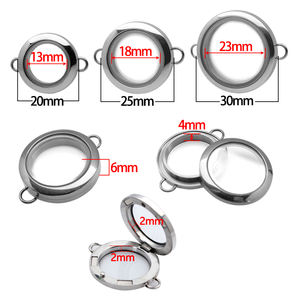 Bracciale da 25mm 316L in acciaio inox con medaglione di memoria vivente galleggiante rotondo per ciondolo regalo da donna - Product Image 6